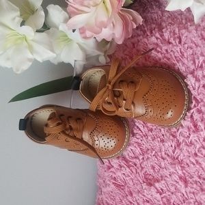 Toddler Oxford Lace Up Faux Leather  Brown Shoes Size US7 Euro24